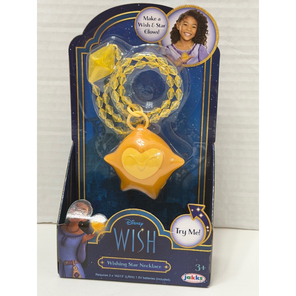 Disney Wish Wishing Star Necklace Jakks Pacific Light Up Star Glow Toy Asha New‎